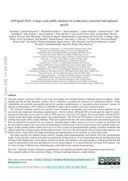 ASVspoof 2019: A large-scale public database of synthesized, converted
  and replayed speech