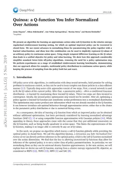 Quinoa: a Q-function You Infer Normalized Over Actions