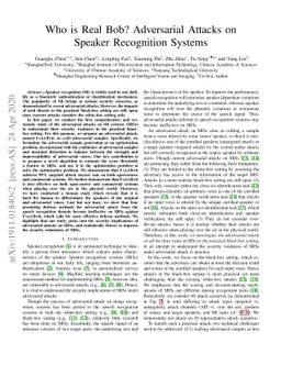 Who is Real Bob? Adversarial Attacks on Speaker Recognition Systems