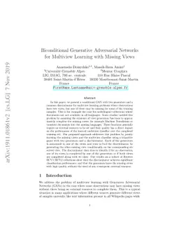 Biconditional Generative Adversarial Networks for Multiview Learning
  with Missing Views