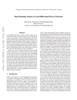 Data Poisoning Attacks to Local Differential Privacy Protocols