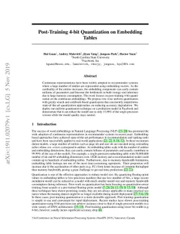 Post-Training 4-bit Quantization on Embedding Tables