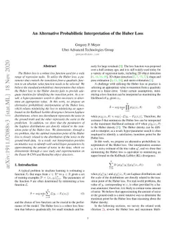 An Alternative Probabilistic Interpretation of the Huber Loss