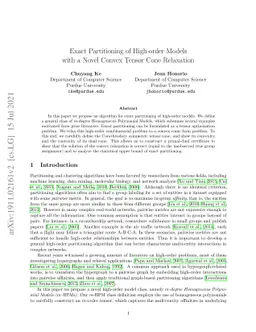 Exact Partitioning of High-order Models with a Novel Convex Tensor Cone
  Relaxation
