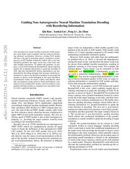 Guiding Non-Autoregressive Neural Machine Translation Decoding with
  Reordering Information