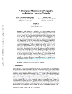 A Divergence Minimization Perspective on Imitation Learning Methods