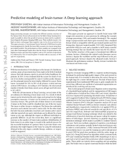 Predictive modeling of brain tumor: A Deep learning approach