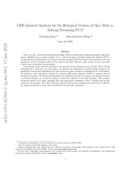 ODE-Inspired Analysis for the Biological Version of Oja's Rule in
  Solving Streaming PCA