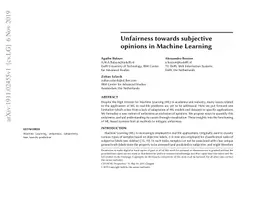 Unfairness towards subjective opinions in Machine Learning
