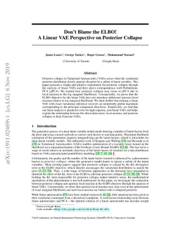 Don't Blame the ELBO! A Linear VAE Perspective on Posterior Collapse