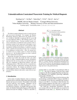 Unimodal-uniform Constrained Wasserstein Training for Medical Diagnosis