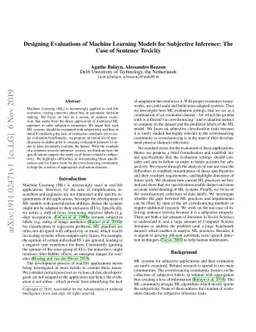 Designing Evaluations of Machine Learning Models for Subjective
  Inference: The Case of Sentence Toxicity