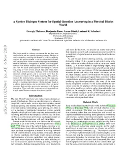 A Spoken Dialogue System for Spatial Question Answering in a Physical
  Blocks World