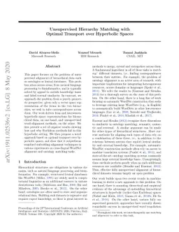 Unsupervised Hierarchy Matching with Optimal Transport over Hyperbolic
  Spaces