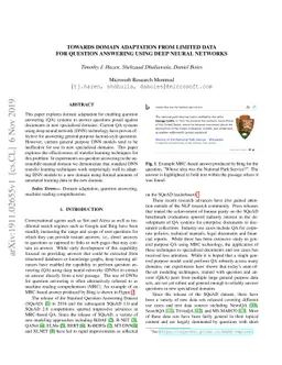 Towards Domain Adaptation from Limited Data for Question Answering Using
  Deep Neural Networks