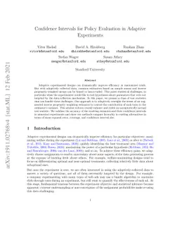 Confidence Intervals for Policy Evaluation in Adaptive Experiments
