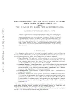 How Implicit Regularization of ReLU Neural Networks Characterizes the
  Learned Function -- Part I: the 1-D Case of Two Layers with Random First
  Layer