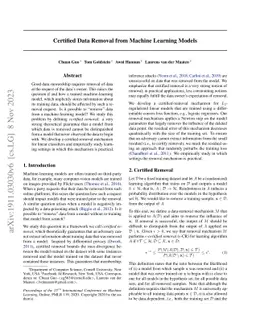 Certified Data Removal from Machine Learning Models