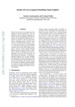 Should All Cross-Lingual Embeddings Speak English?