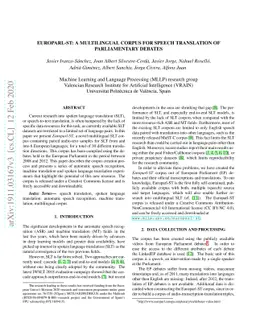 Europarl-ST: A Multilingual Corpus For Speech Translation Of
  Parliamentary Debates