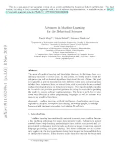 Advances in Machine Learning for the Behavioral Sciences