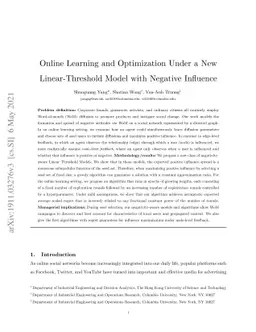 Online Learning and Optimization Under a New Linear-Threshold Model with
  Negative Influence