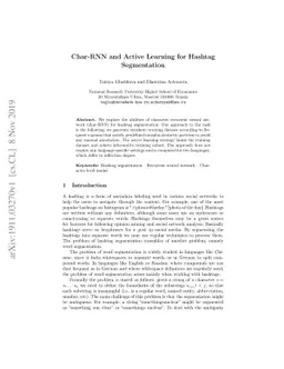 Char-RNN and Active Learning for Hashtag Segmentation