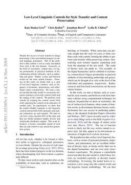 Low-Level Linguistic Controls for Style Transfer and Content
  Preservation