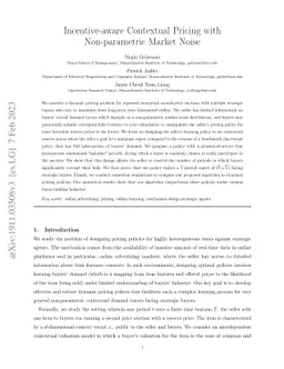 Incentive-aware Contextual Pricing with Non-parametric Market Noise