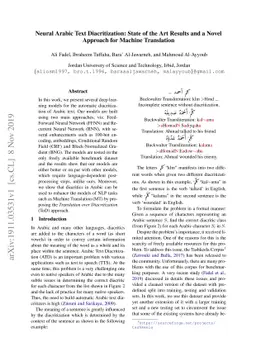 Neural Arabic Text Diacritization: State of the Art Results and a Novel
  Approach for Machine Translation