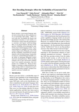 How Decoding Strategies Affect the Verifiability of Generated Text