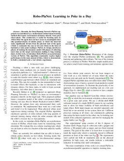 Robo-PlaNet: Learning to Poke in a Day