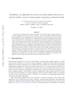 DeepMask: an algorithm for cloud and cloud shadow detection in optical
  satellite remote sensing images using deep residual network