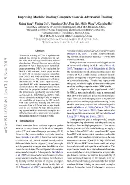 Improving Machine Reading Comprehension via Adversarial Training