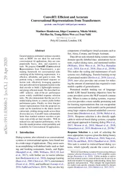 ConveRT: Efficient and Accurate Conversational Representations from
  Transformers