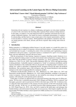 Adversarial Learning on the Latent Space for Diverse Dialog Generation