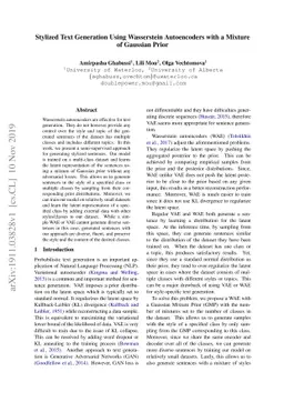 Stylized Text Generation Using Wasserstein Autoencoders with a Mixture
  of Gaussian Prior