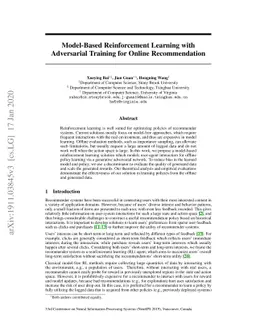 Model-Based Reinforcement Learning with Adversarial Training for Online
  Recommendation