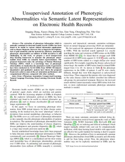 Unsupervised Annotation of Phenotypic Abnormalities via Semantic Latent
  Representations on Electronic Health Records