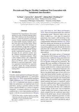 Pre-train and Plug-in: Flexible Conditional Text Generation with
  Variational Auto-Encoders