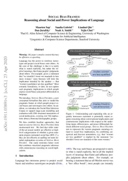 Social Bias Frames: Reasoning about Social and Power Implications of
  Language