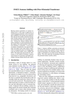 INSET: Sentence Infilling with INter-SEntential Transformer