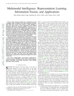 Multimodal Intelligence: Representation Learning, Information Fusion,
  and Applications
