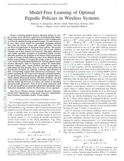 Model-Free Learning of Optimal Ergodic Policies in Wireless Systems