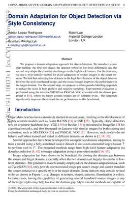 Domain Adaptation for Object Detection via Style Consistency