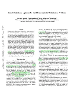 Smart Predict-and-Optimize for Hard Combinatorial Optimization Problems