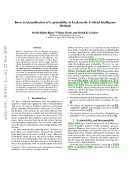 Towards Quantification of Explainability in Explainable Artificial
  Intelligence Methods