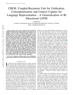 CRUR: Coupled-Recurrent Unit for Unification, Conceptualization and
  Context Capture for Language Representation -- A Generalization of Bi
  Directional LSTM