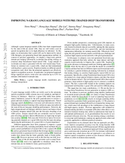 Improving N-gram Language Models with Pre-trained Deep Transformer