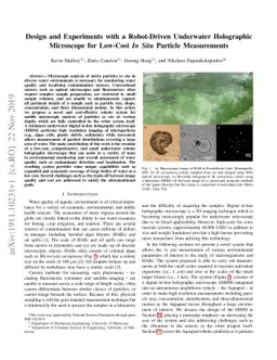 Design and Experiments with a Robot-Driven Underwater Holographic
  Microscope for Low-Cost In Situ Particle Measurements